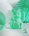 Lucky cat - health waving cat - mint green