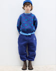 Weekend house kids - blue dog allover sweatshirt - blue