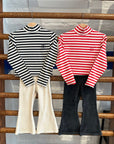 The campamento - kids - turtle neck - grey stripes