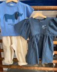 Weekend house kids - blue dog butterfly dress - blue