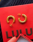 lulu copenhagen - gold plated non hoops earrings - 2pcs