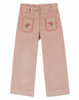 Emile et Ida - kids - velours embroidery pants - peony