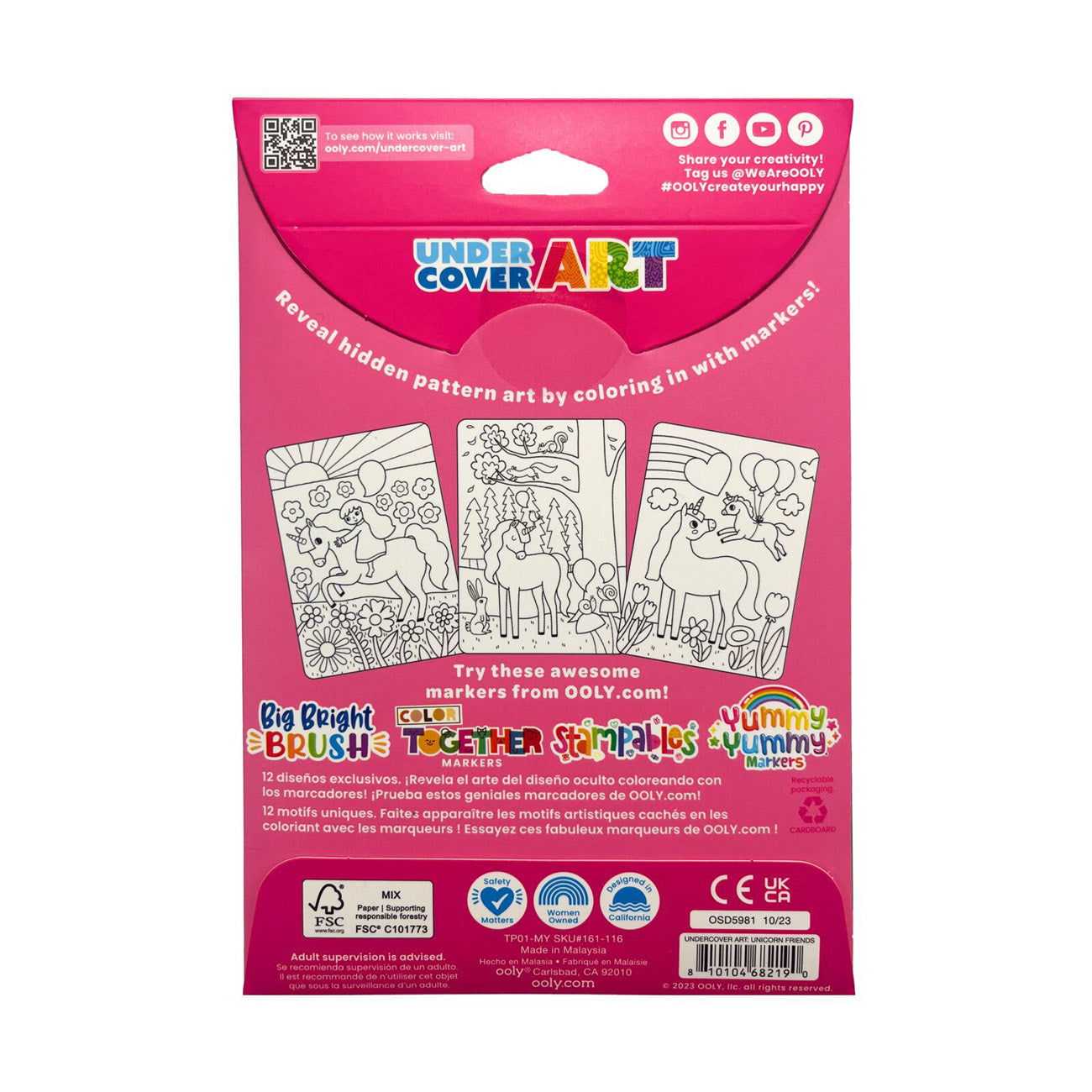 Ooly - Undercover Art Hidden Patterns Coloring Activity - Unicorn Friends