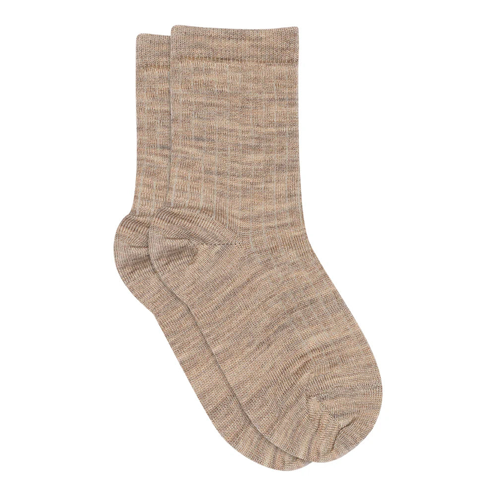 MP Denmark - cotton rib socks - 7080 - light brown melange