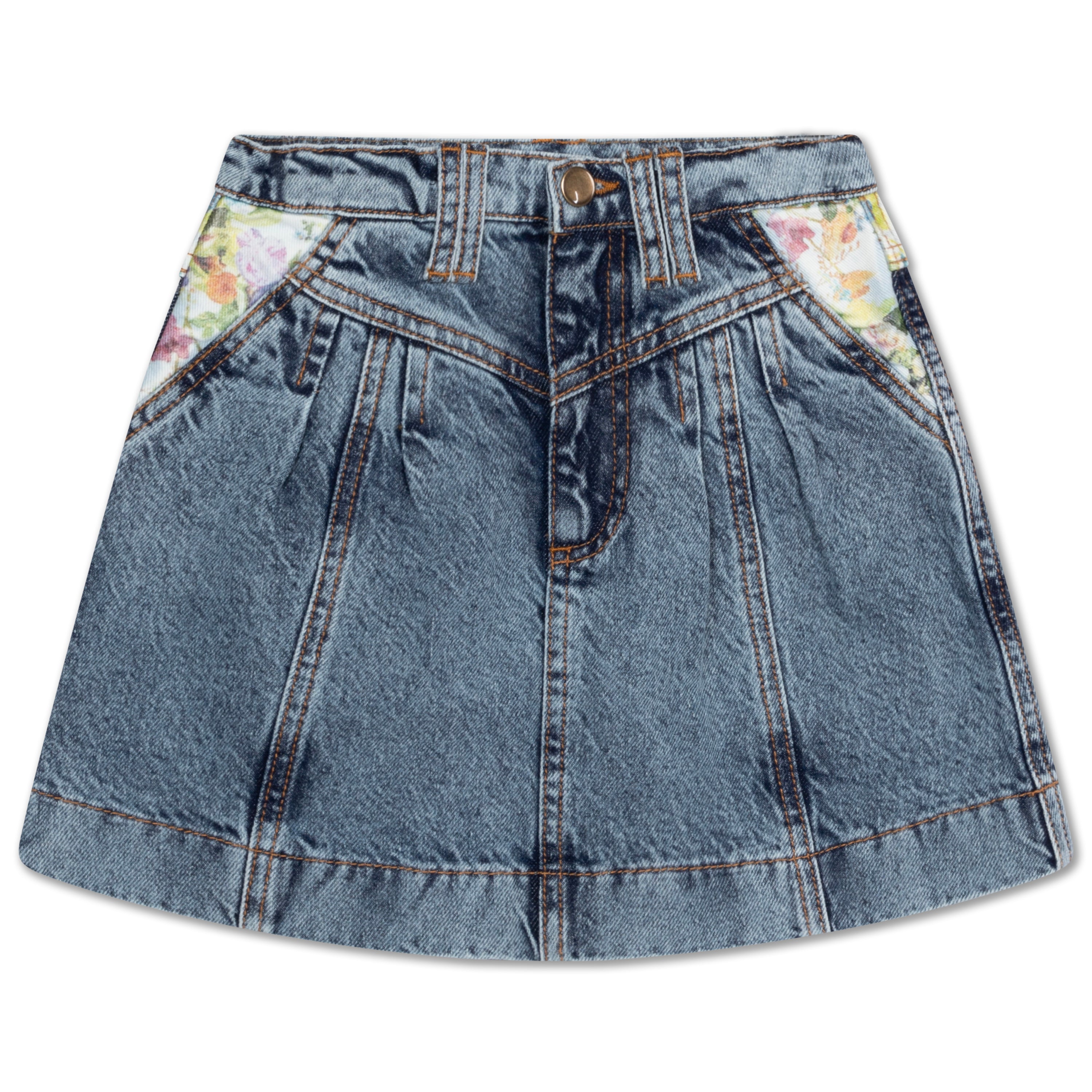 Repose ams - bob denim skirt - acid color block