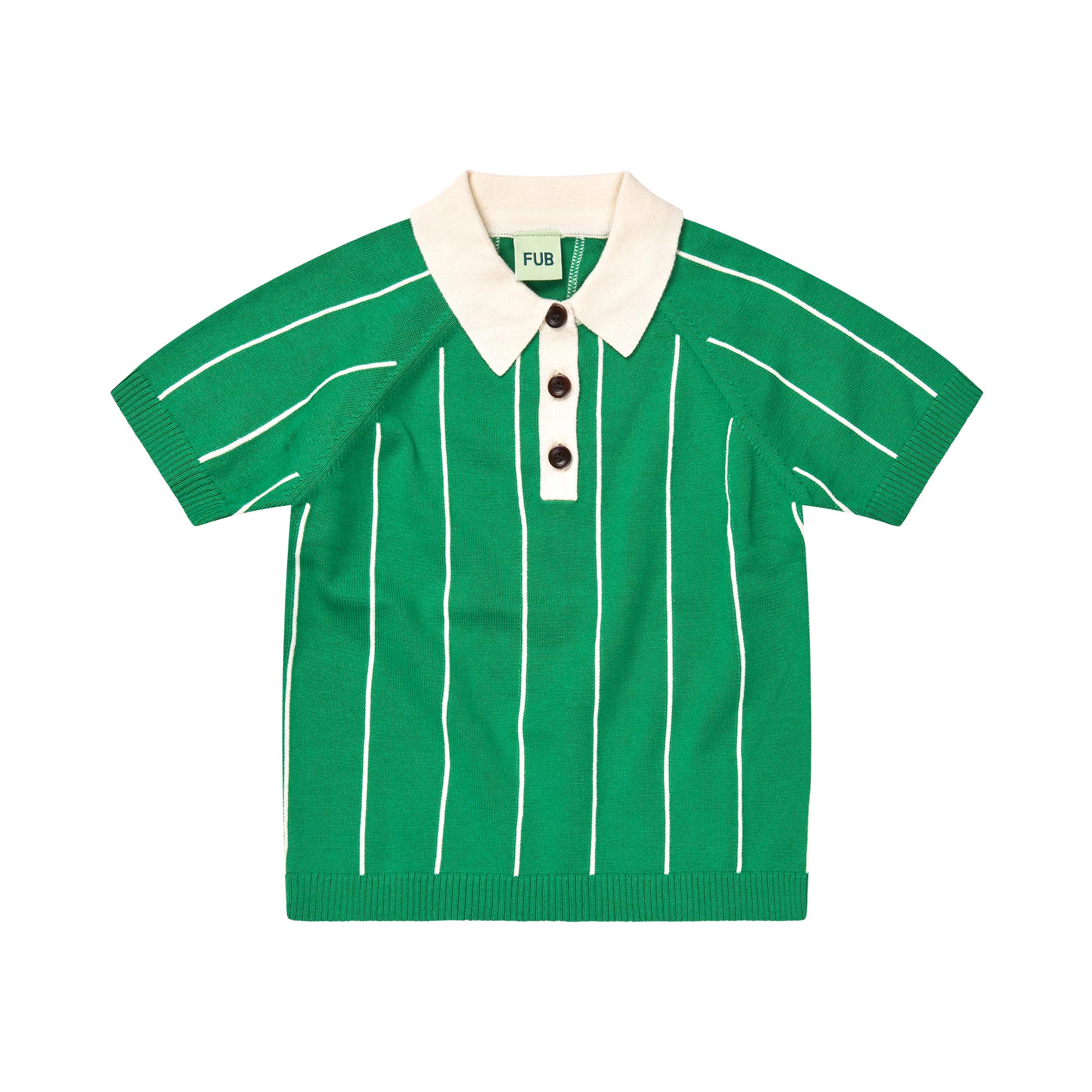 Fub - kids - striped polo - basil/ecru