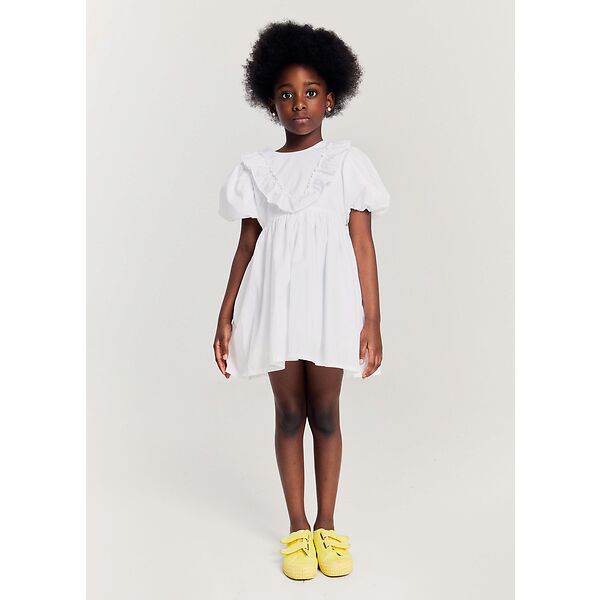 Morley - wizard - dress with ruffle on chest - white