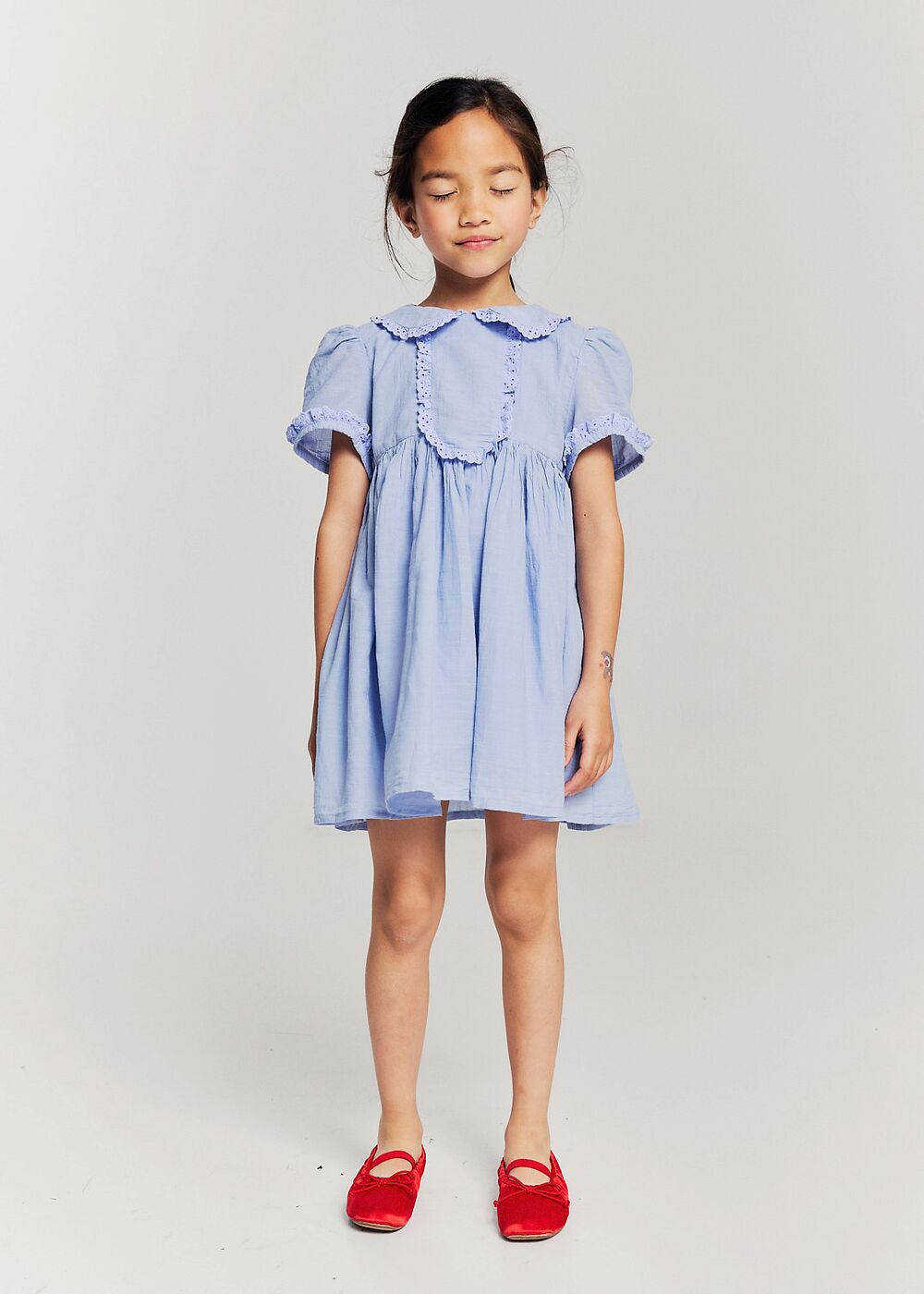 Morley - wuxy - dress with lace ribbon - sky