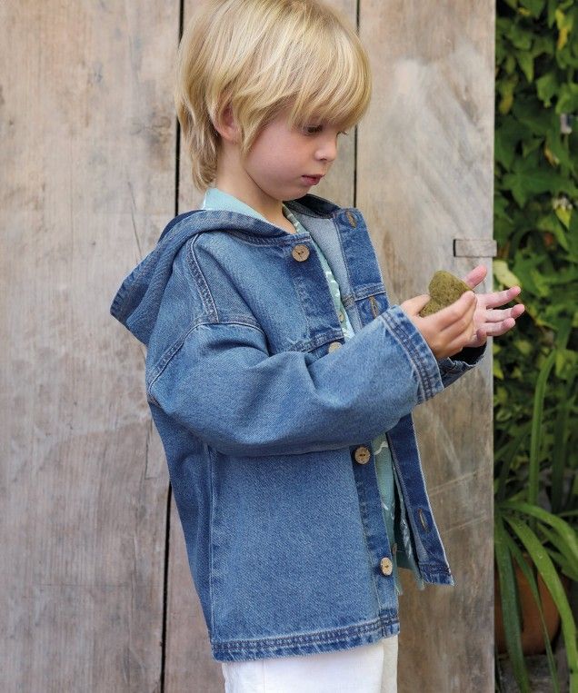 Play up - kids - hooded denim jacket - blue