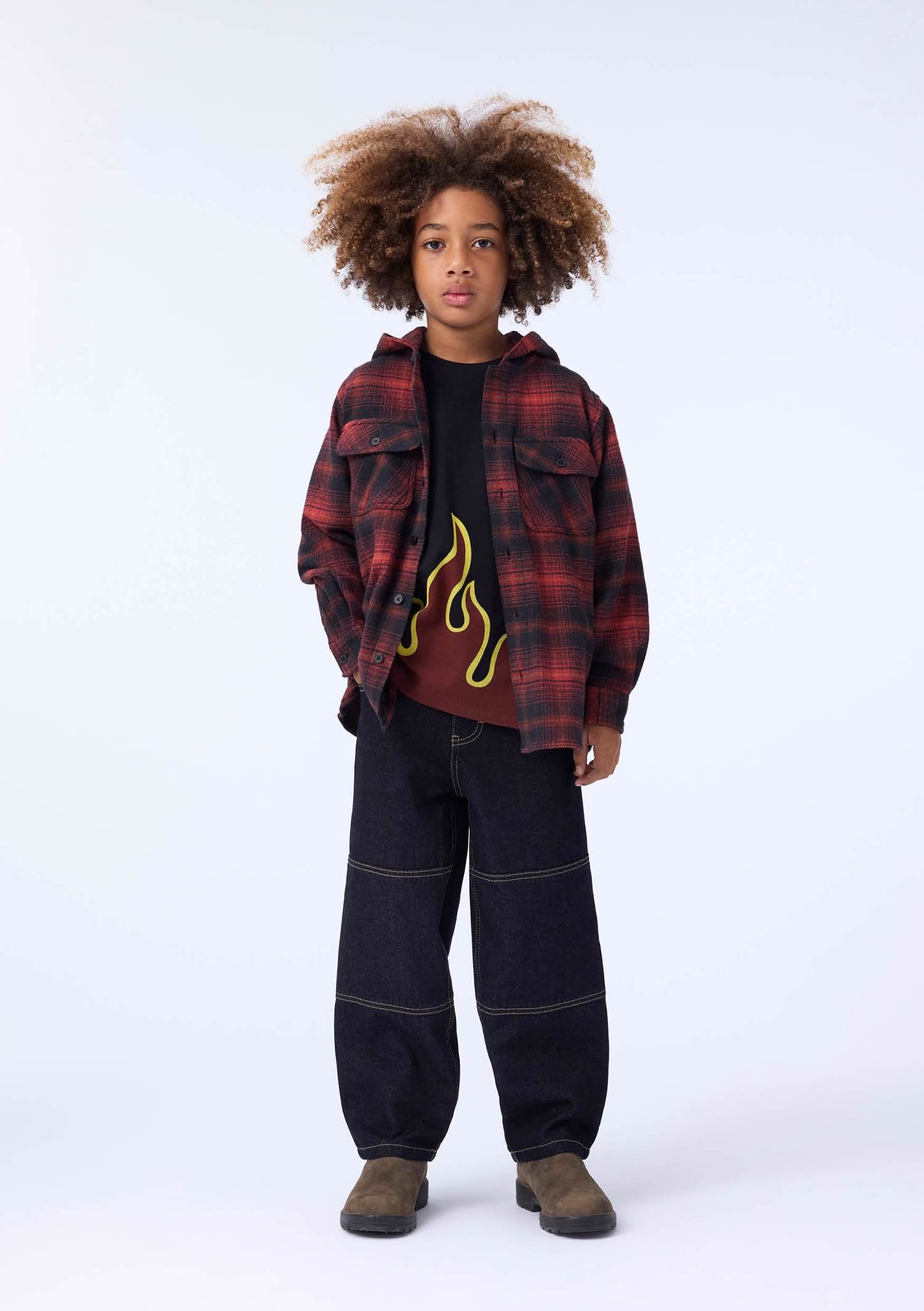 Molo - rizz - checked hooded overshirt - red