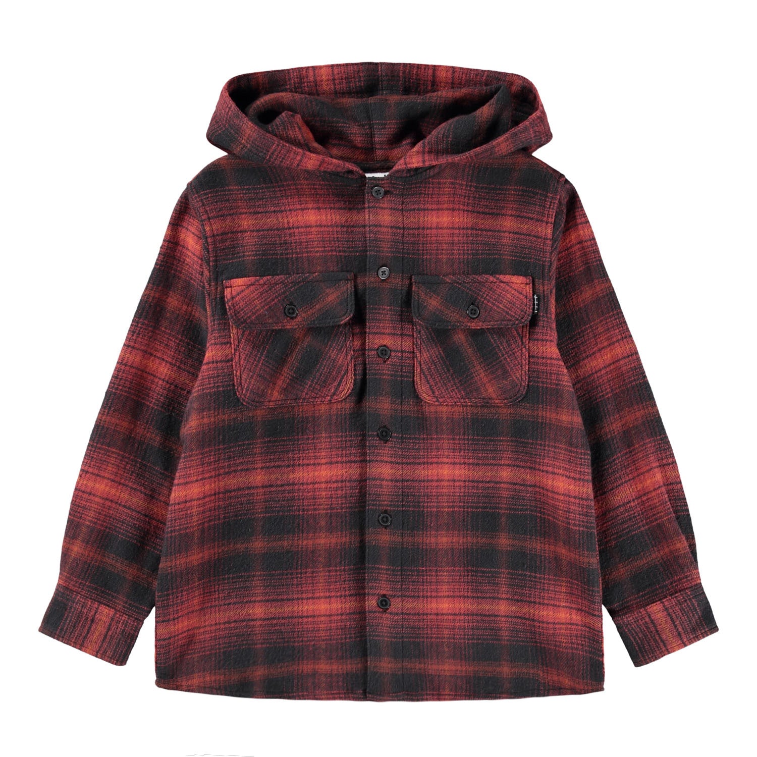 Molo - rizz - checked hooded overshirt - red