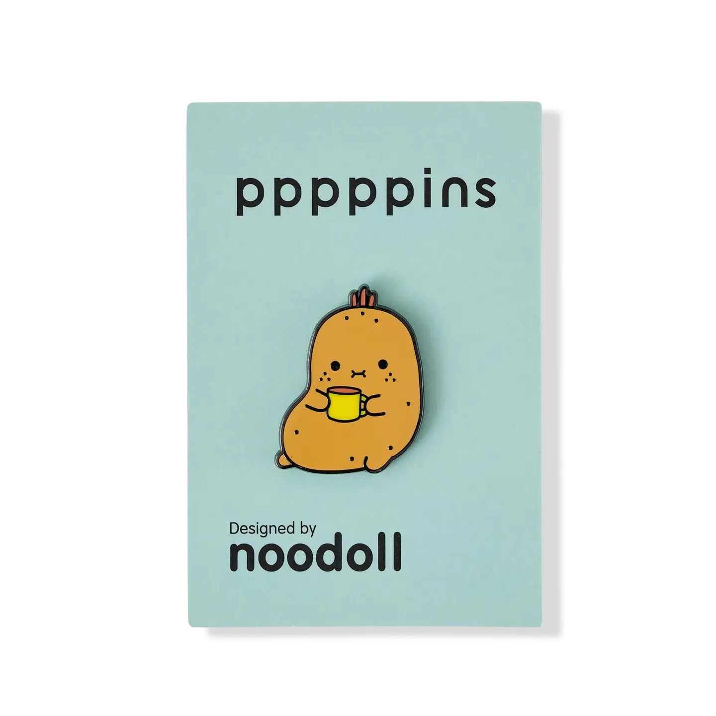 Noodoll - enamel pin - ricespud drinking