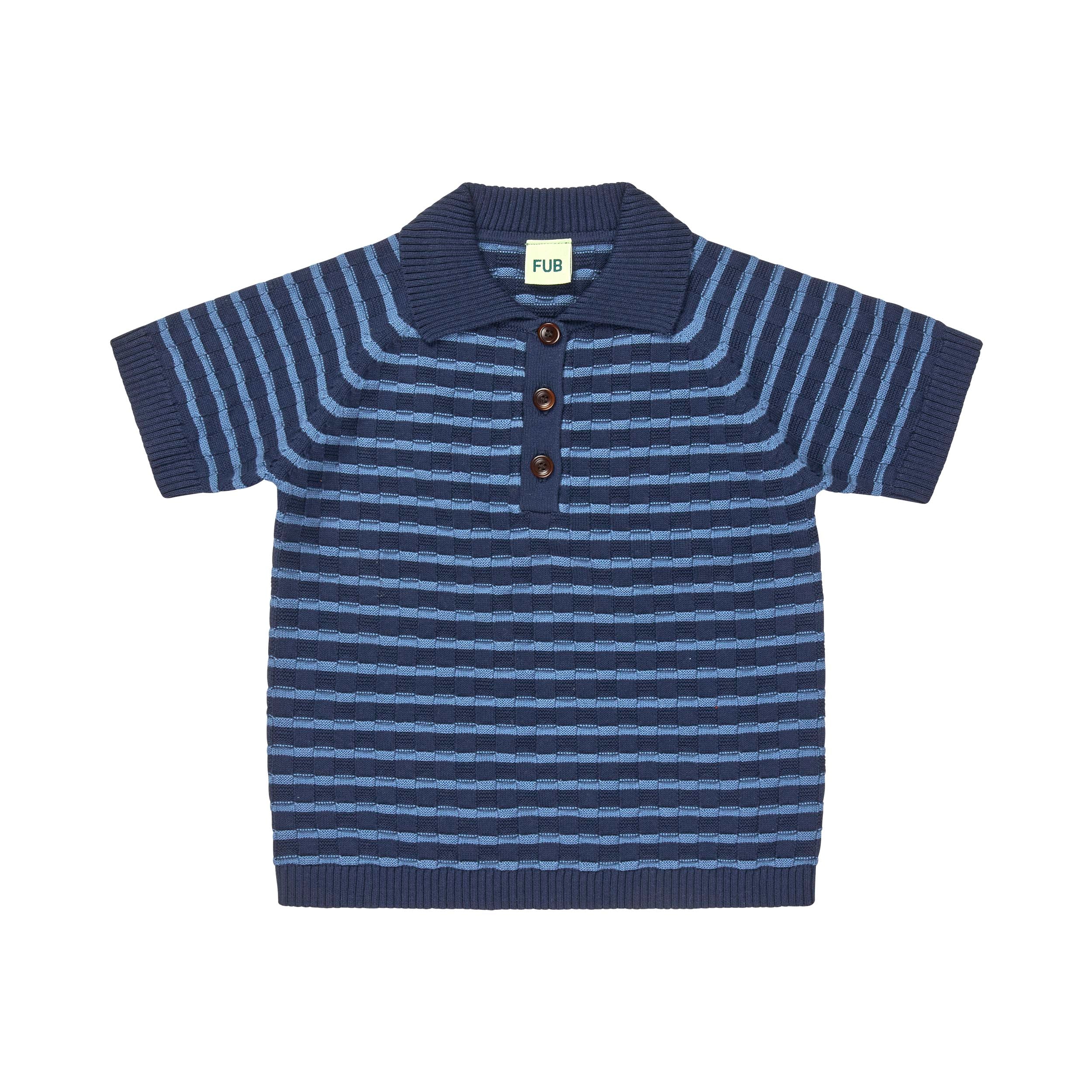 Fub - kids - checked polo - dark navy/washed indigo