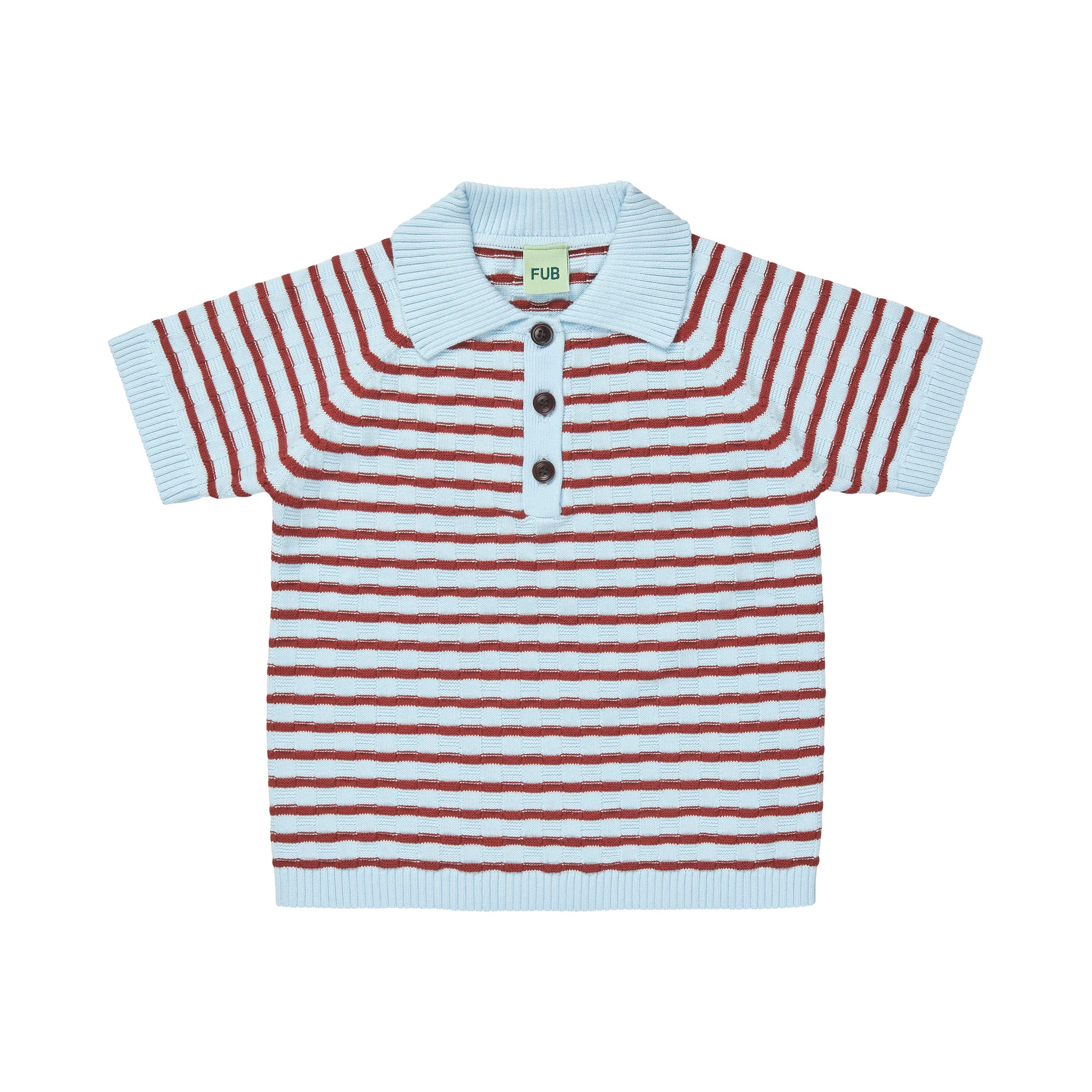 Fub - kids - checked polo - light blue/chilli