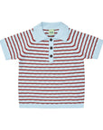 Fub - kids - checked polo - light blue/chilli