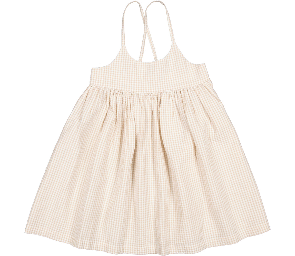 Marmar - divo - cotton dress - grey sand gingham