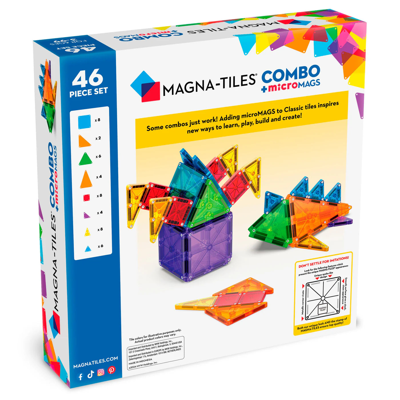 Magna Tiles - combo + micro mags - 62 pcs