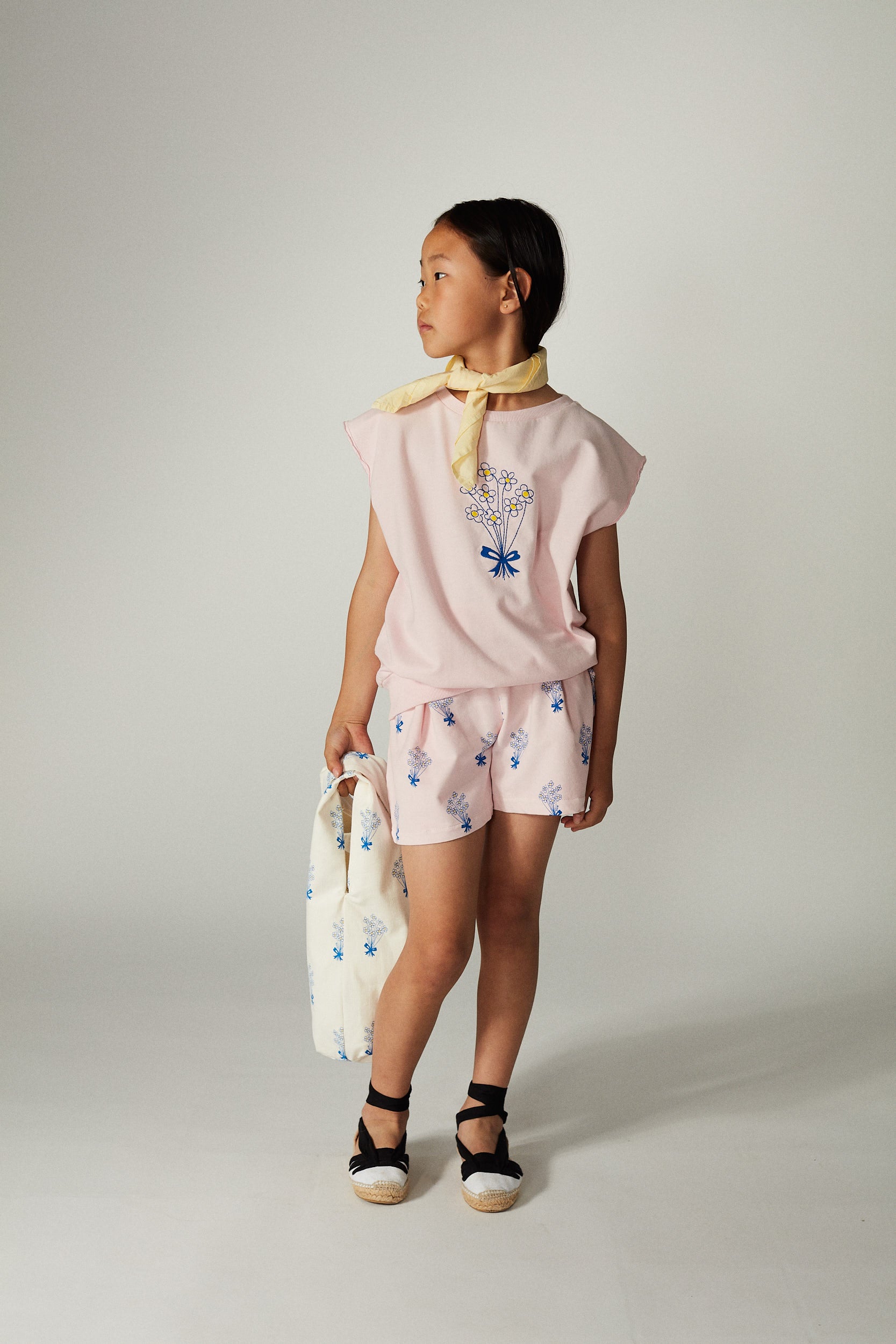 Weekend house kids - bouquet no sleeve sweatshirt - pink