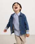 Marmar - tommy - kids poplin shirt - bolich blue stripes