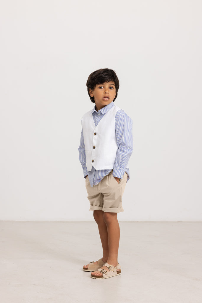 Marmar - tommy - kids poplin shirt - bolich blue stripes