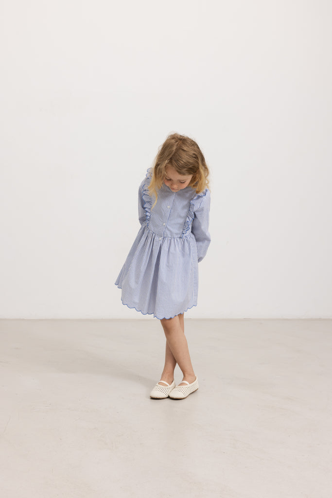 Marmar - deidra - kids poplin dress - bolich blue stripes