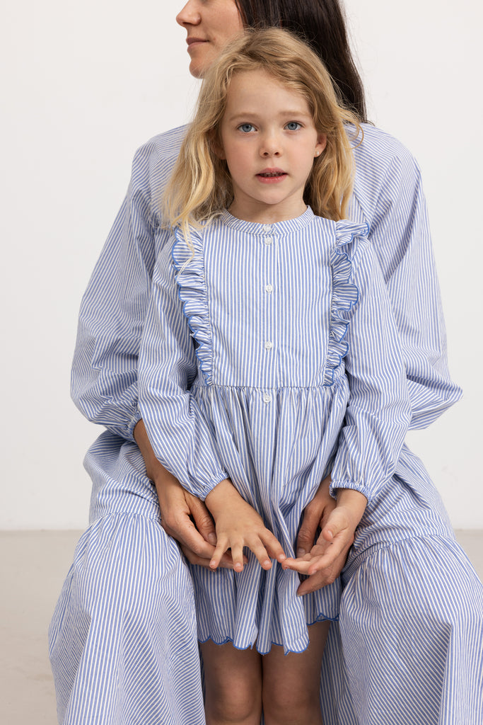 Marmar - deidra - kids poplin dress - bolich blue stripes