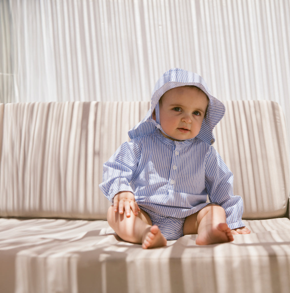 Marmar - alba - poplin baby sunhat - bolich blue stripes