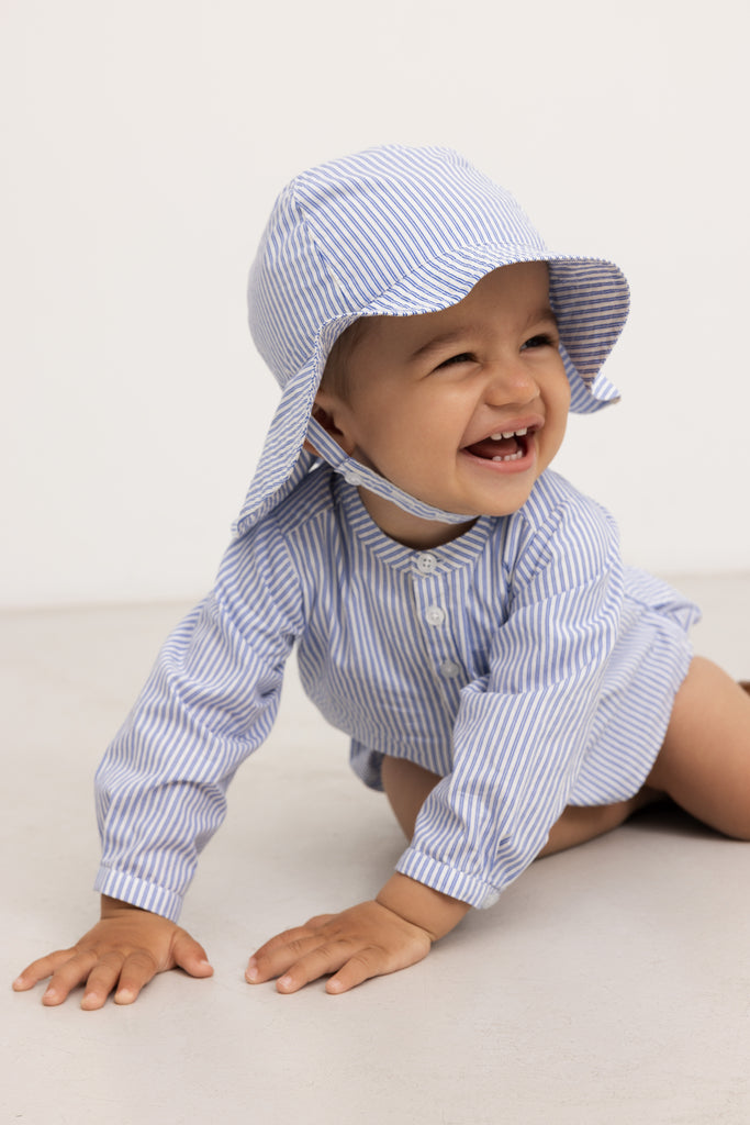 Marmar - alba - poplin baby sunhat - bolich blue stripes