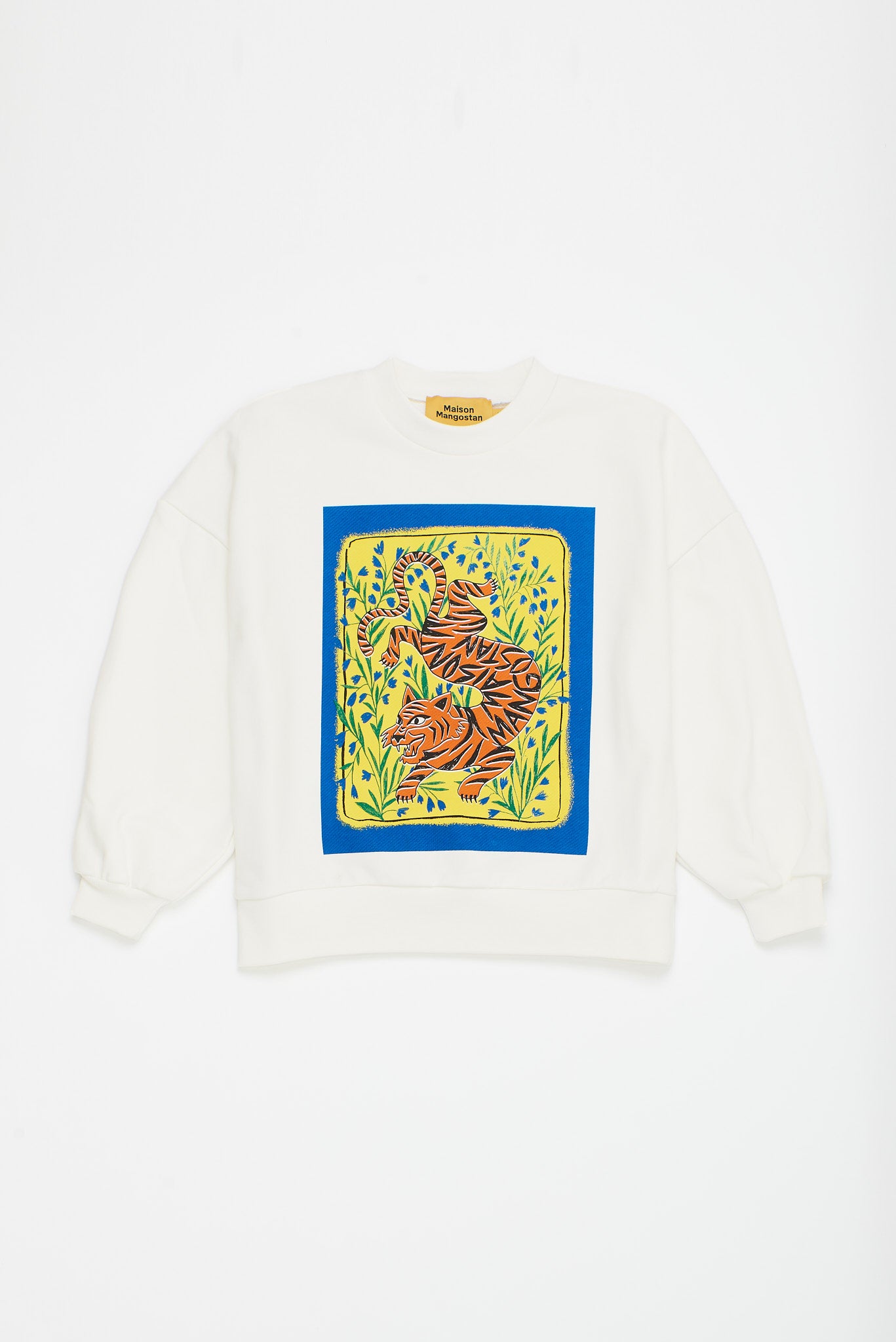 Maison Mangostan - tiger sweatshirt - cloudy white