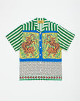 Maison Mangostan - tiger patchwork shirt - green