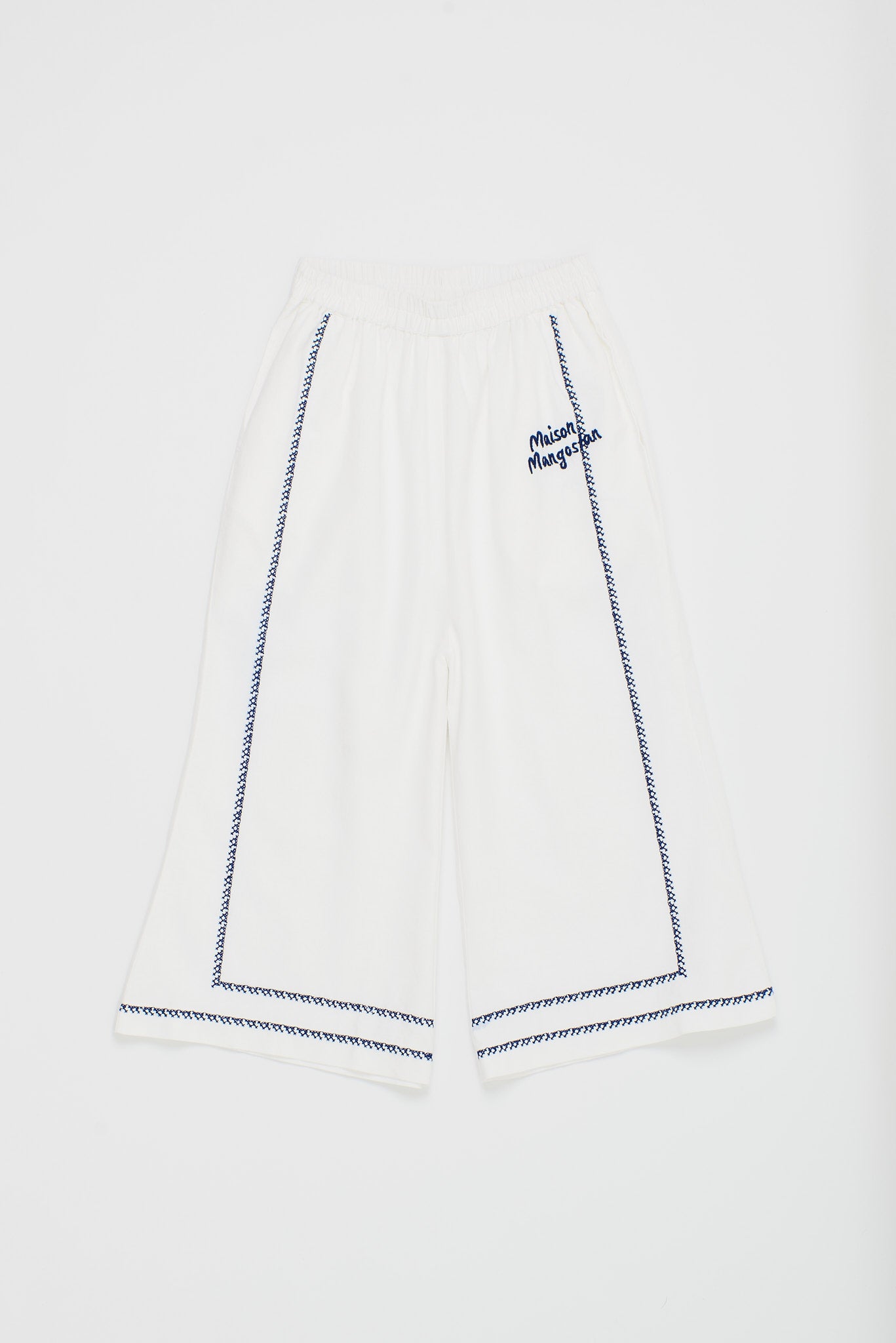 Maison Mangostan - pommegrenate emroidery trousers - white