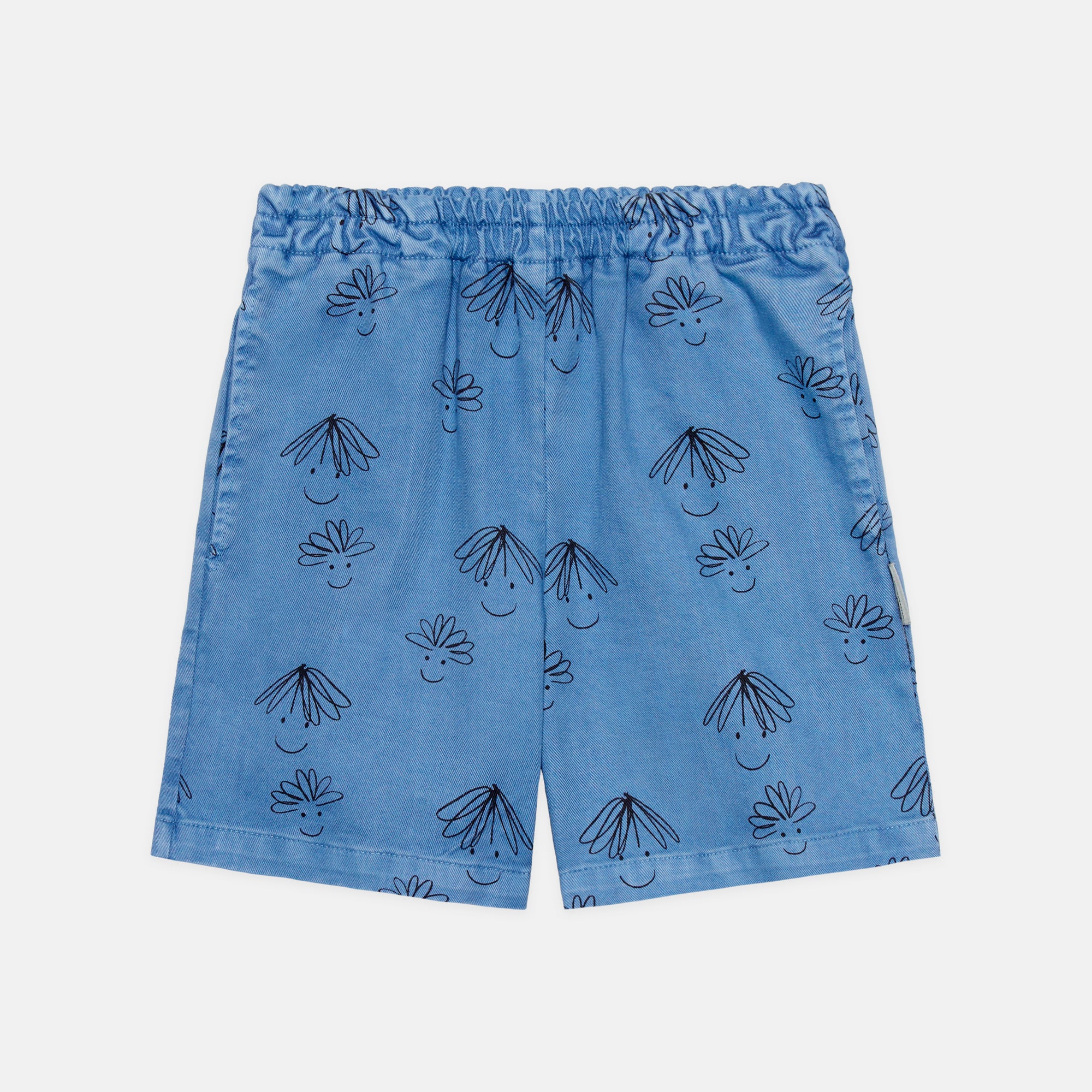 Weekend house kids - happy faces all over shorts - vintage blue