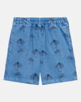 Weekend house kids - happy faces all over shorts - vintage blue