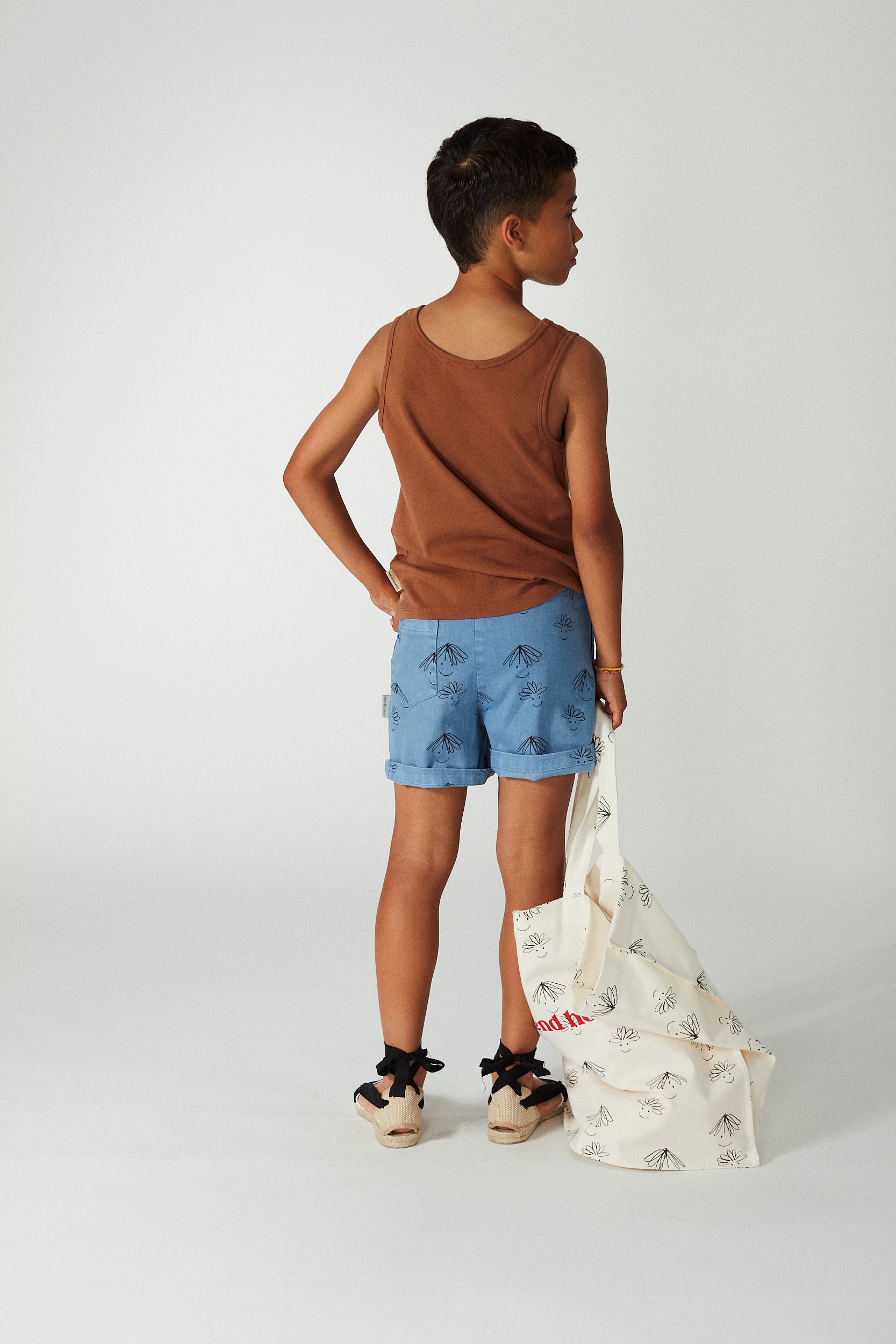 Weekend house kids - happy faces all over shorts - vintage blue