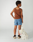 Weekend house kids - happy faces all over shorts - vintage blue