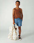 Weekend house kids - happy faces all over shorts - vintage blue