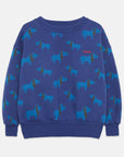 Weekend house kids - blue dog allover sweatshirt - blue