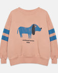 Weekend house kids - blue dog stripes sweatshirt - powder pink