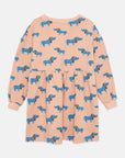 Weekend house kids - blue dog allver dress - dusty pink