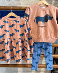 Weekend house kids - blue dog stripes sweatshirt - powder pink