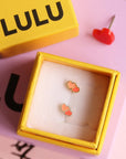 lulu copenhagen - gold plated hearts earring - 1pc - orange/burnt coral