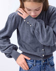 Molo - guinevere - wool cardigan - grey melange