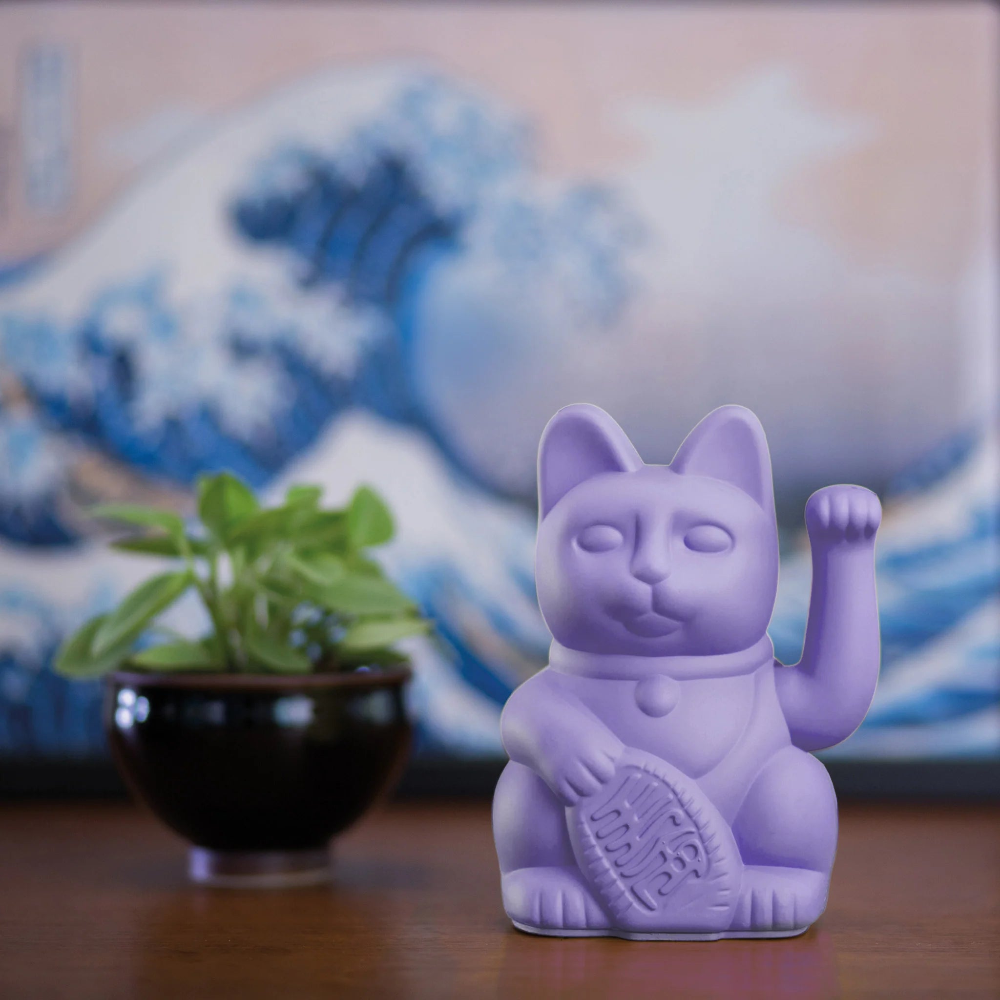 Lucky cat - optimism waving cat - lilac