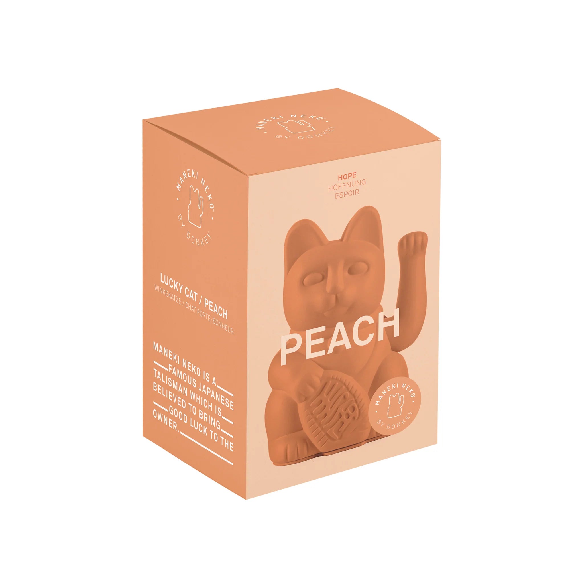 Lucky cat - hope waving cat - peach