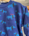 Weekend house kids - blue dog allover sweatshirt - blue