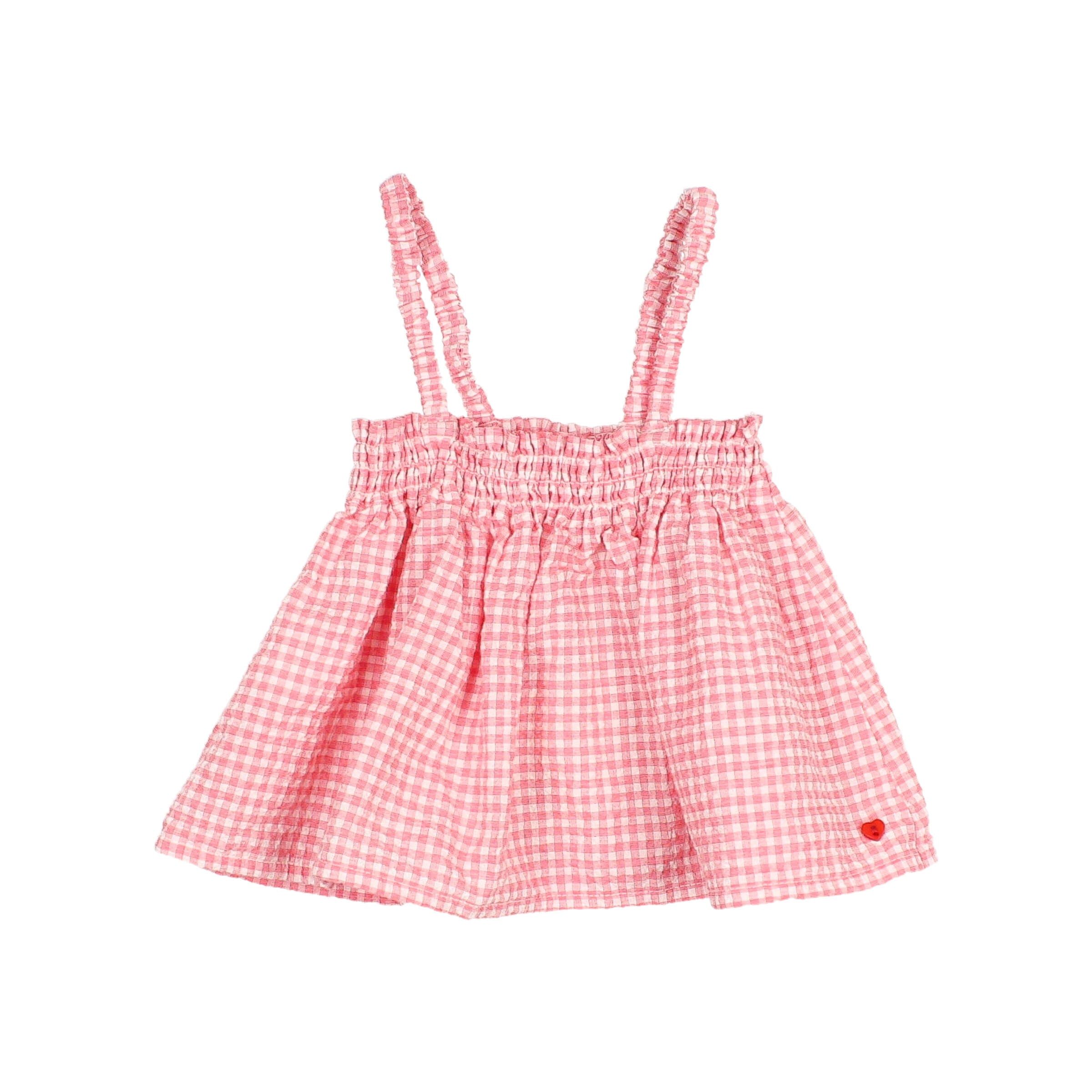 Buho - bb - gingham top - coral red