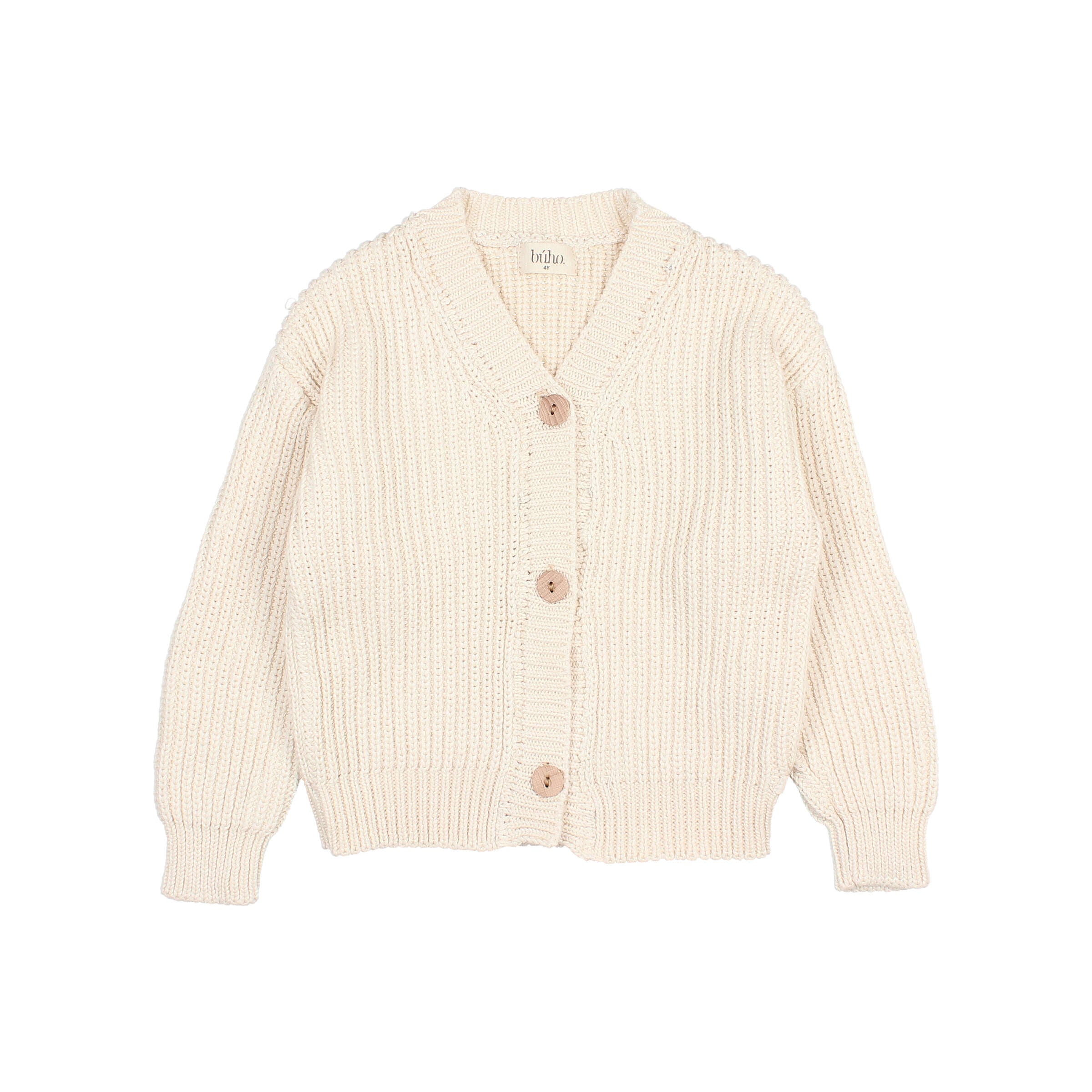 Buho - kids - cotton knit cardigan - ecru