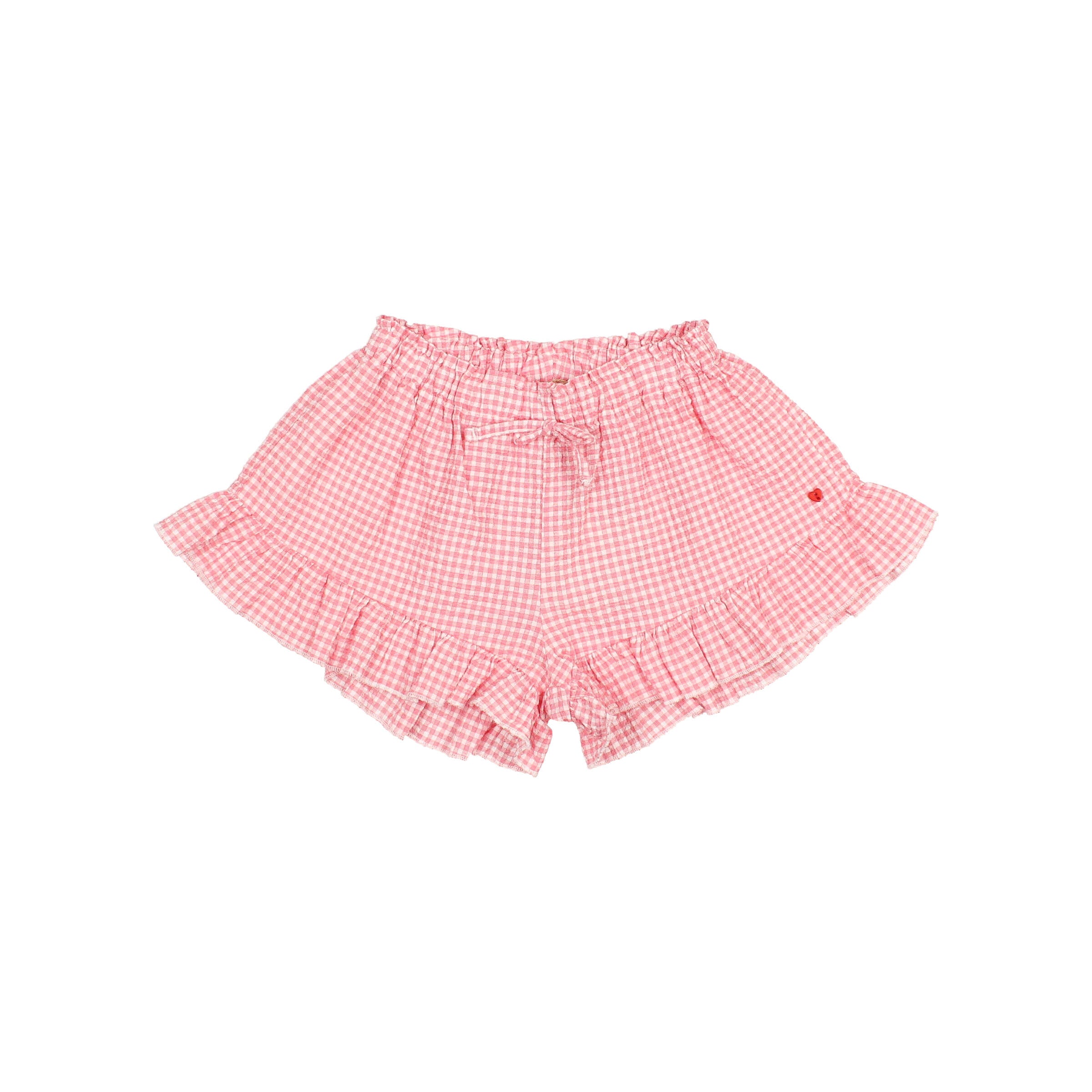 Buho - kids - gingham shorts - coral red