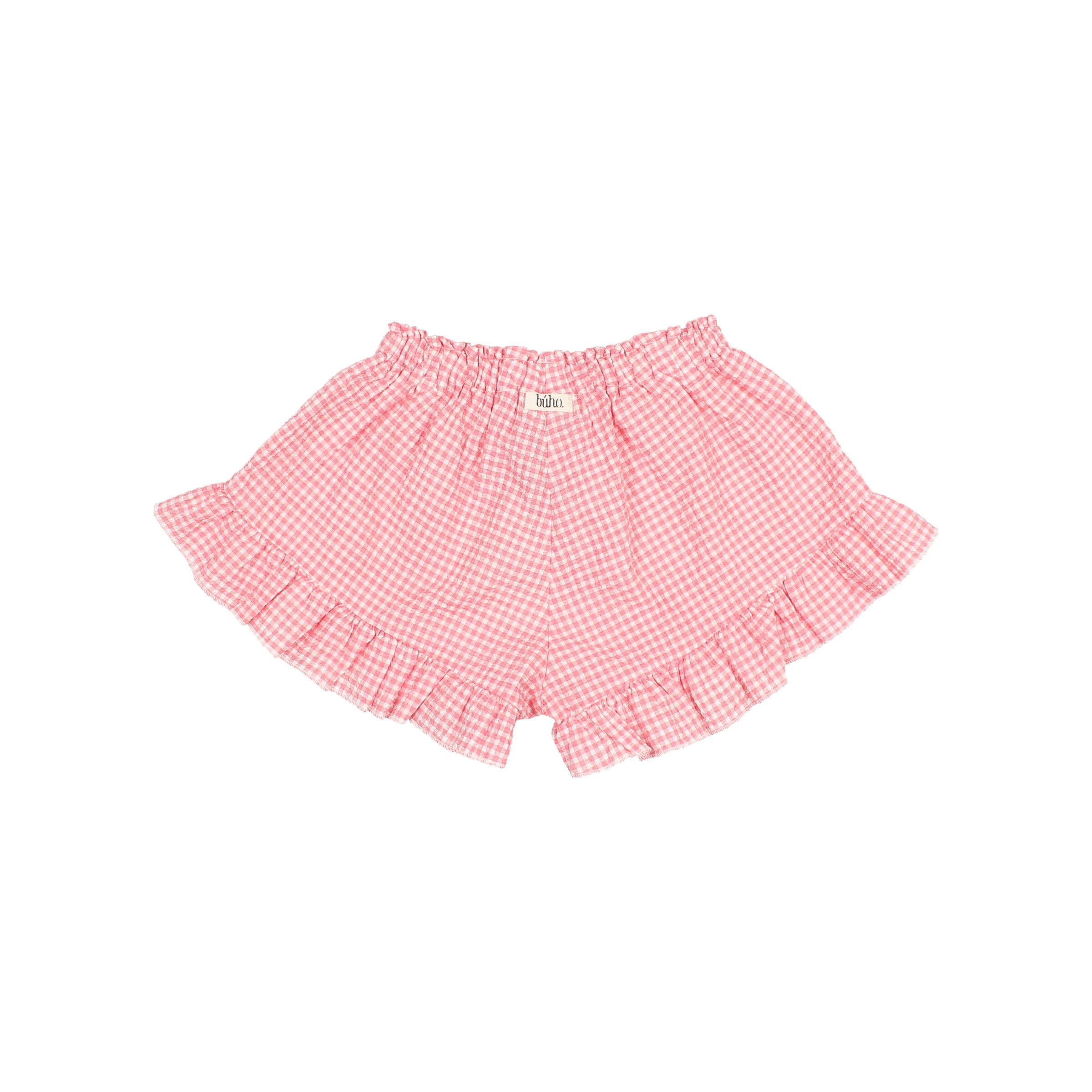 Buho - kids - gingham shorts - coral red