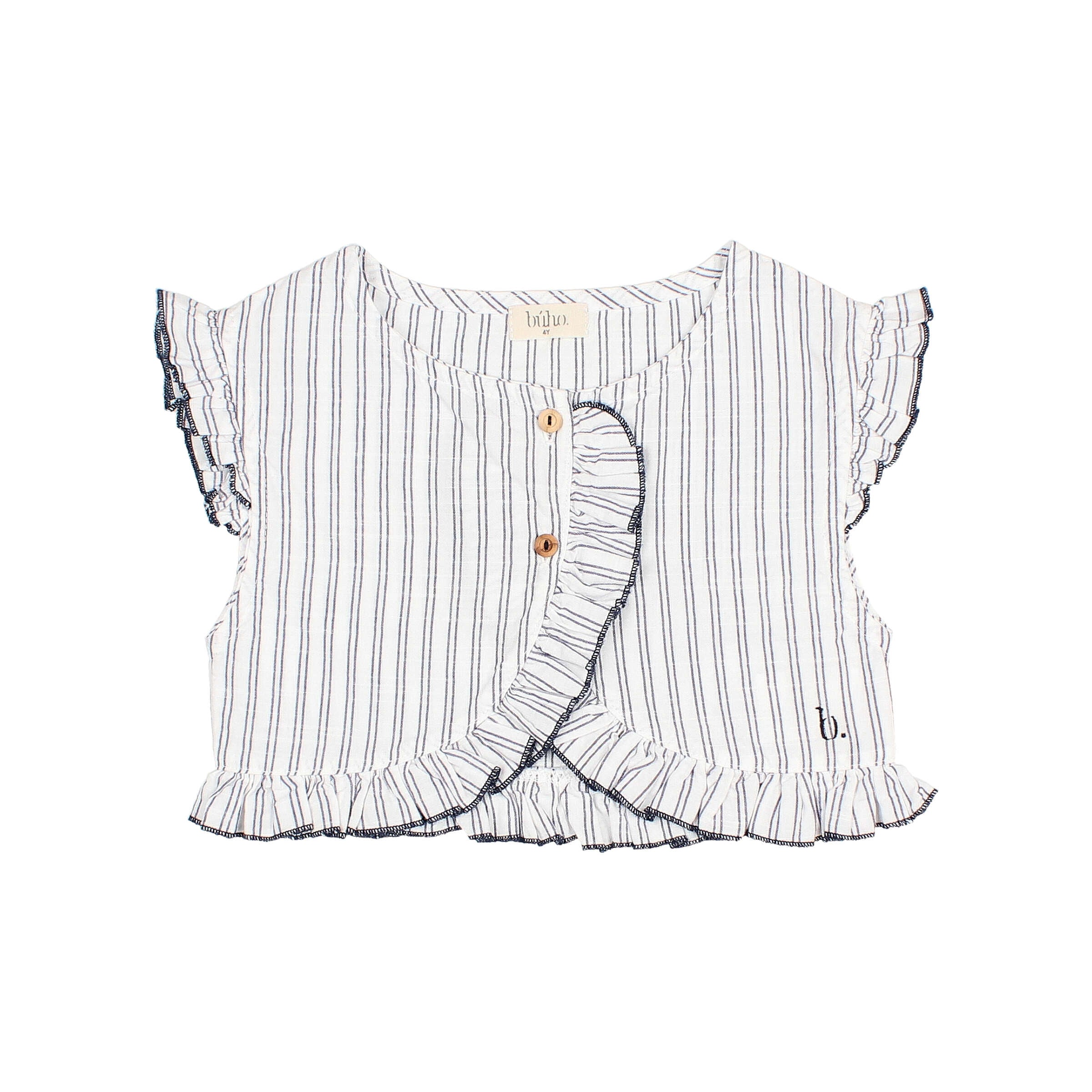 Buho - kids - stripes waistcoat - white